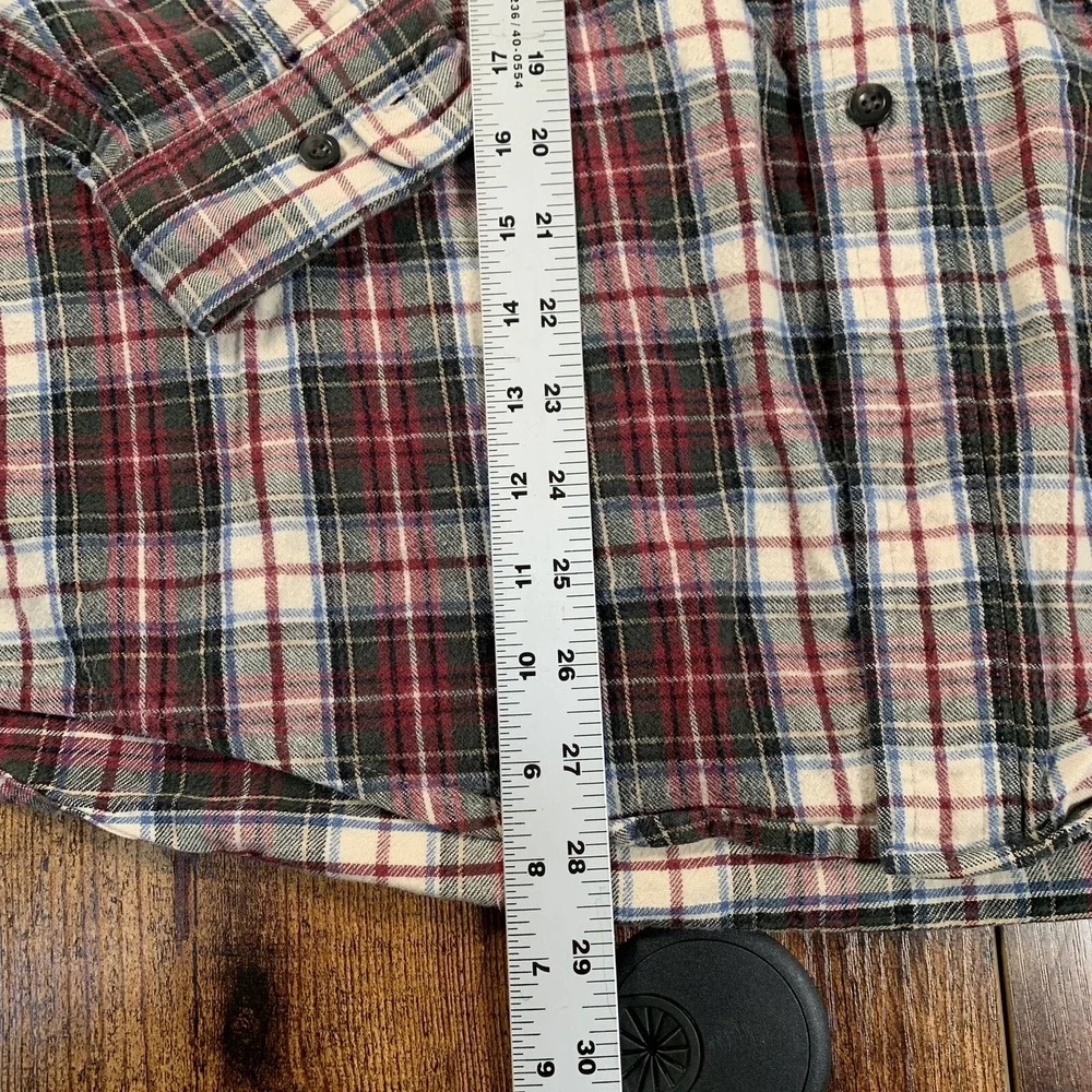 LL BEAN‎ LONG SLEEVE PLAID BUTTON DOWN SHIRT RED GREEN MENS LARGE REG EUC